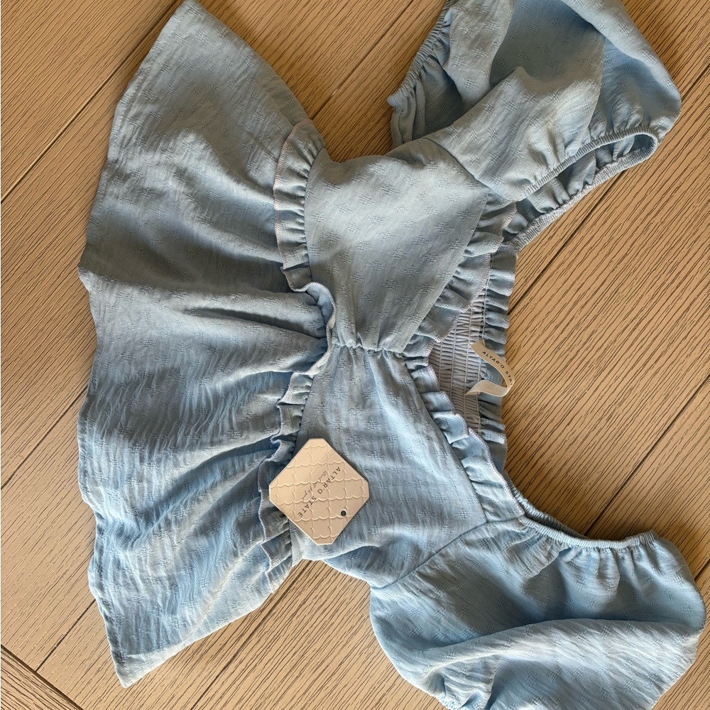 Altar’d State Blue Ruffled Crop Top